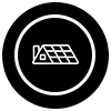 Black And White Icon Depicting a House Roof With Skylight Installation