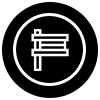 Outlined Signpost Icon in Circular Black and White Design