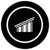 Black and White Roofing Icon with Five Vertical Stripes