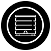 Icon of a Window with Horizontal Louvers Inside a Circle