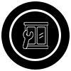 Icon of Door Installation Symbol with Wrench Inside Circular Frame